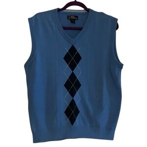 PGA Tour Men’s Argyle Vest L Blue‎ 100% Cotton